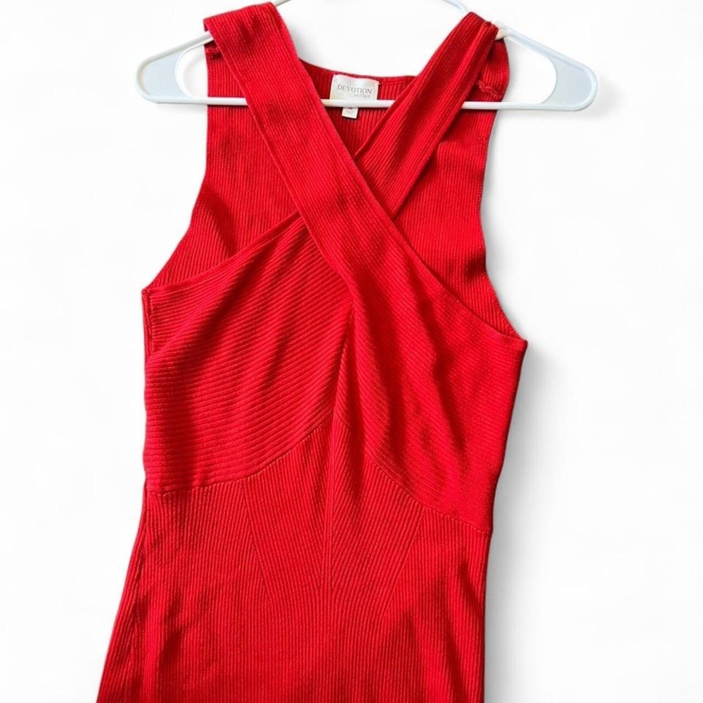 Red Devotion by Cyrus midi dress with cross-over detail - Picture 2 of 4